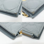 Dior Ten Caro Dahlia Wallet Bifold Cannage Blue Gold Logo Leather Compact — view 5