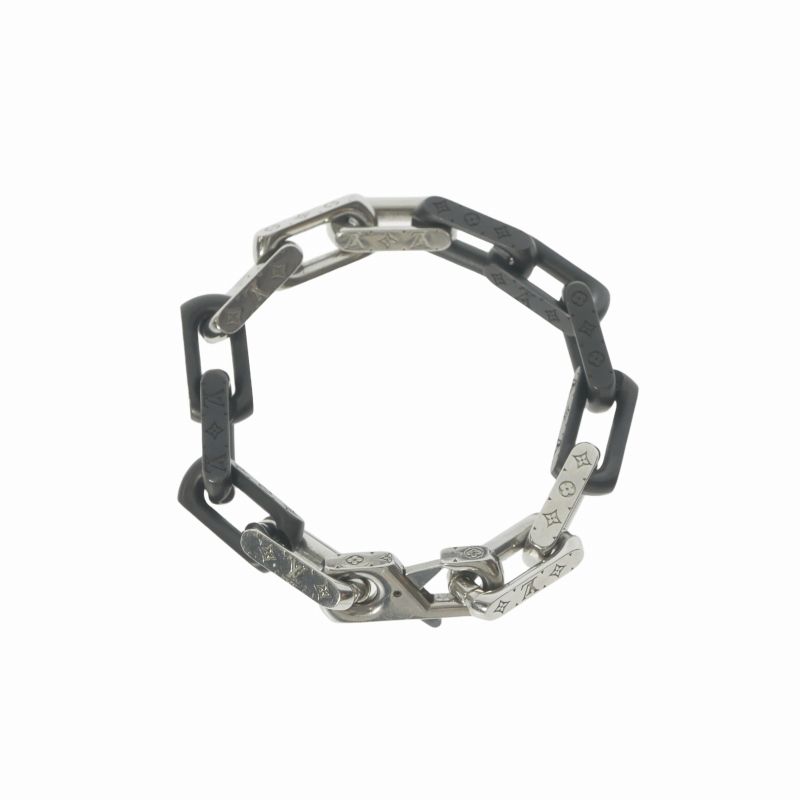 Louis Vuitton Bracelet Monogram Chain M Silver Black