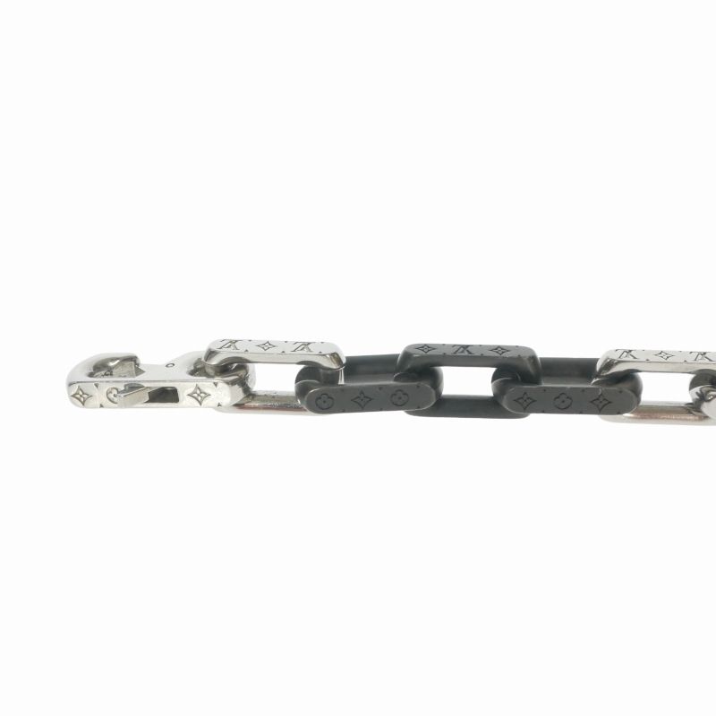 Louis Vuitton Bracelet Monogram Chain M Silver Black — view 3
