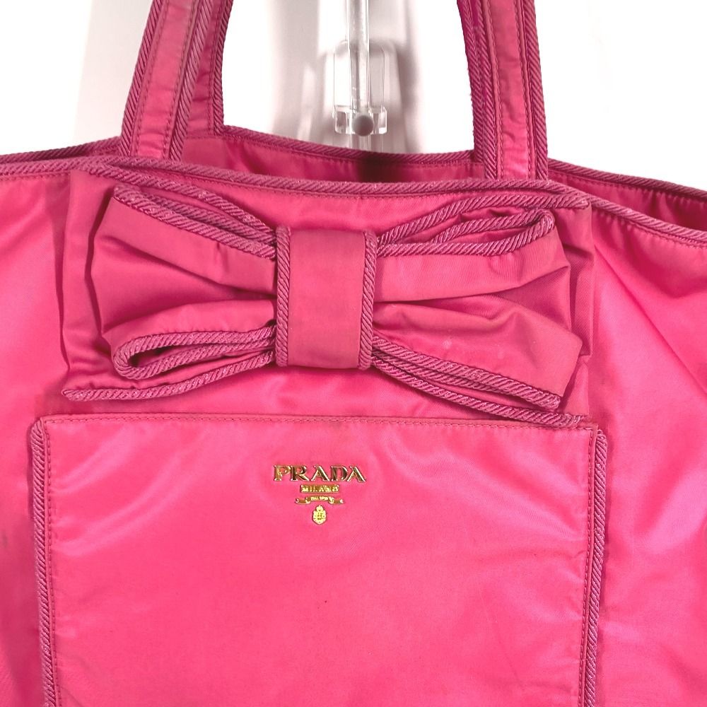 Prada Shoulder Bag Logo Ribbon Nylon Pink — view 5