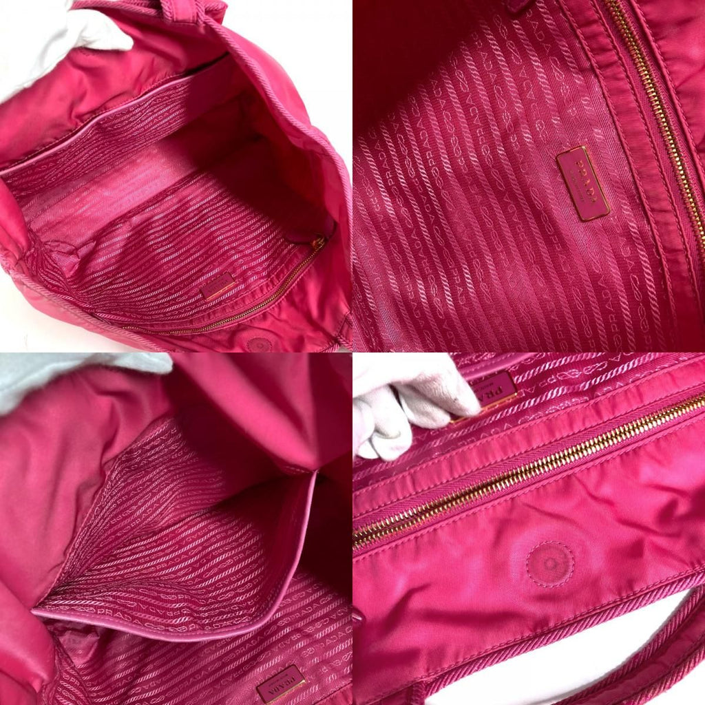 Prada Shoulder Bag Logo Ribbon Nylon Pink — view 8