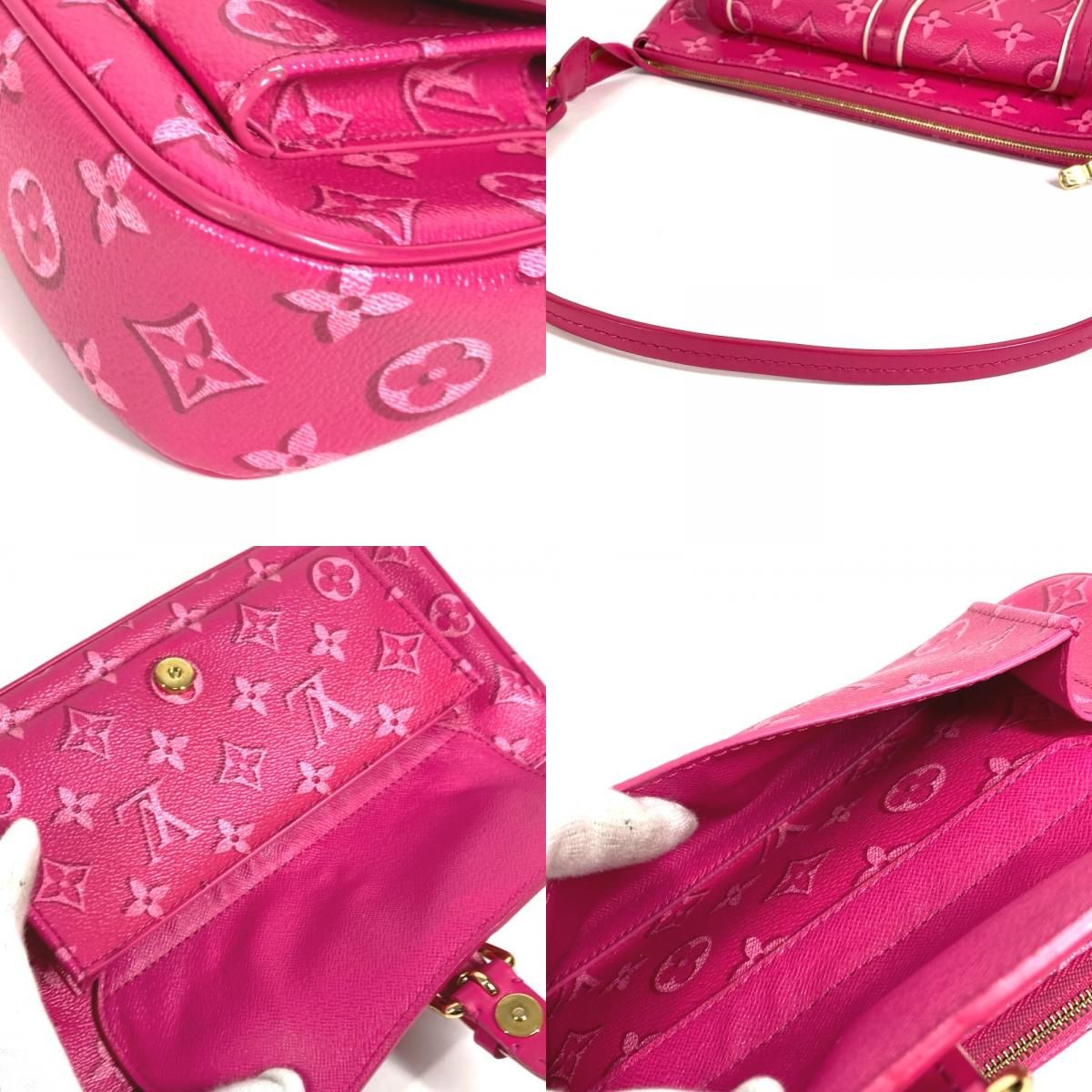 Louis Vuitton Shoulder Bag Maxi Pochette Monogram Canvas Fuchsia Pink — view 7