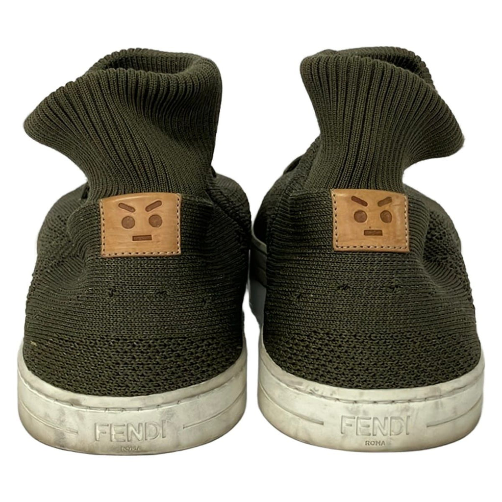Fendi Slip Ons 7 Khaki Knit High Cut Slipper — view 3