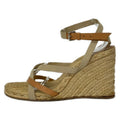 Hermes Sandals 38 Brown Beige Wedge Sole Espadrilles Leather