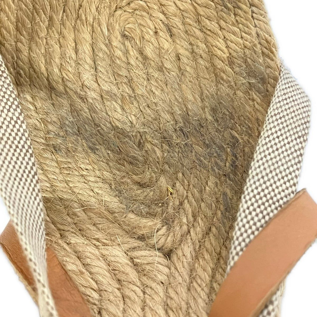 Hermes Sandals 38 Brown Beige Wedge Sole Espadrilles Leather — view 7