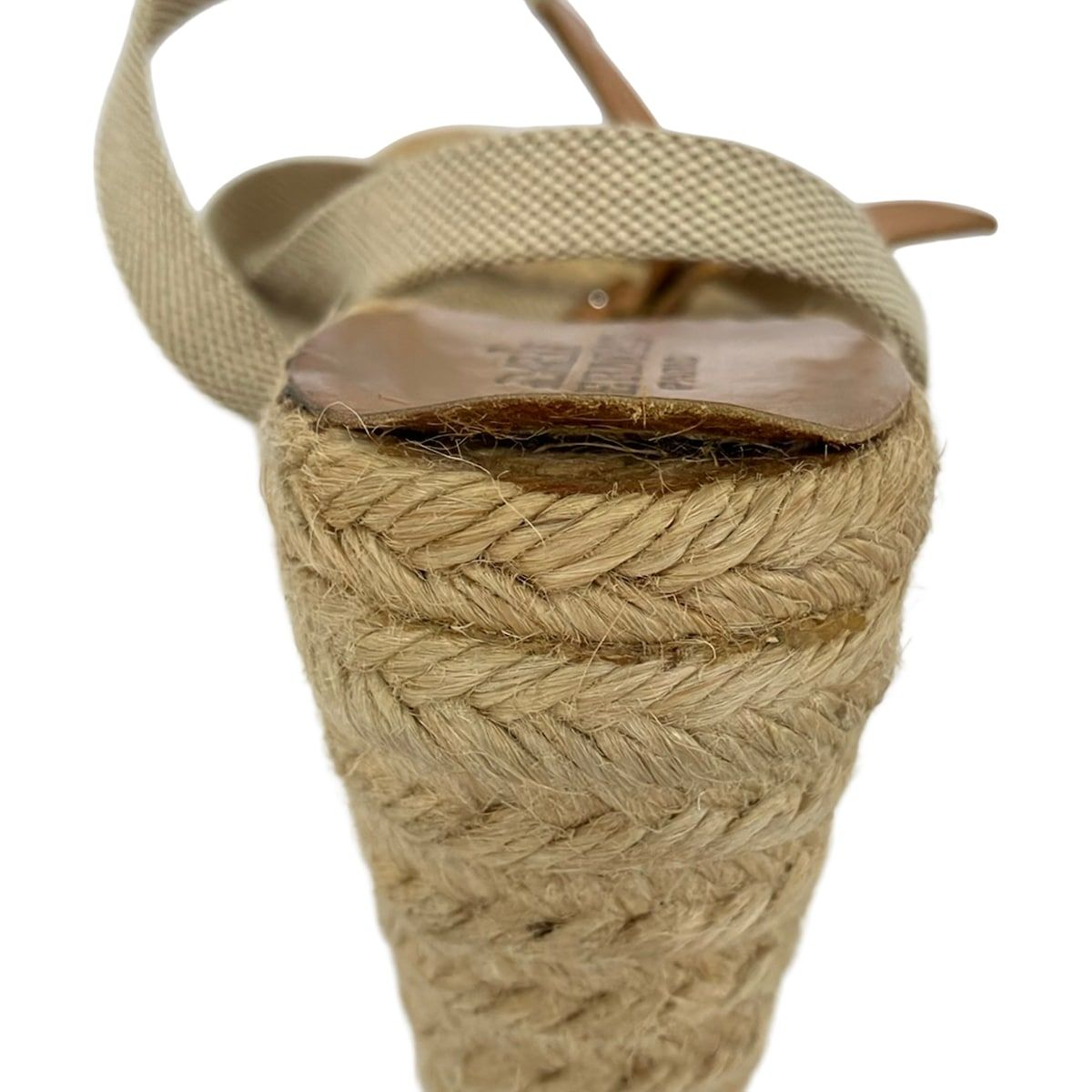 Hermes Sandals 38 Brown Beige Wedge Sole Espadrilles Leather — view 8