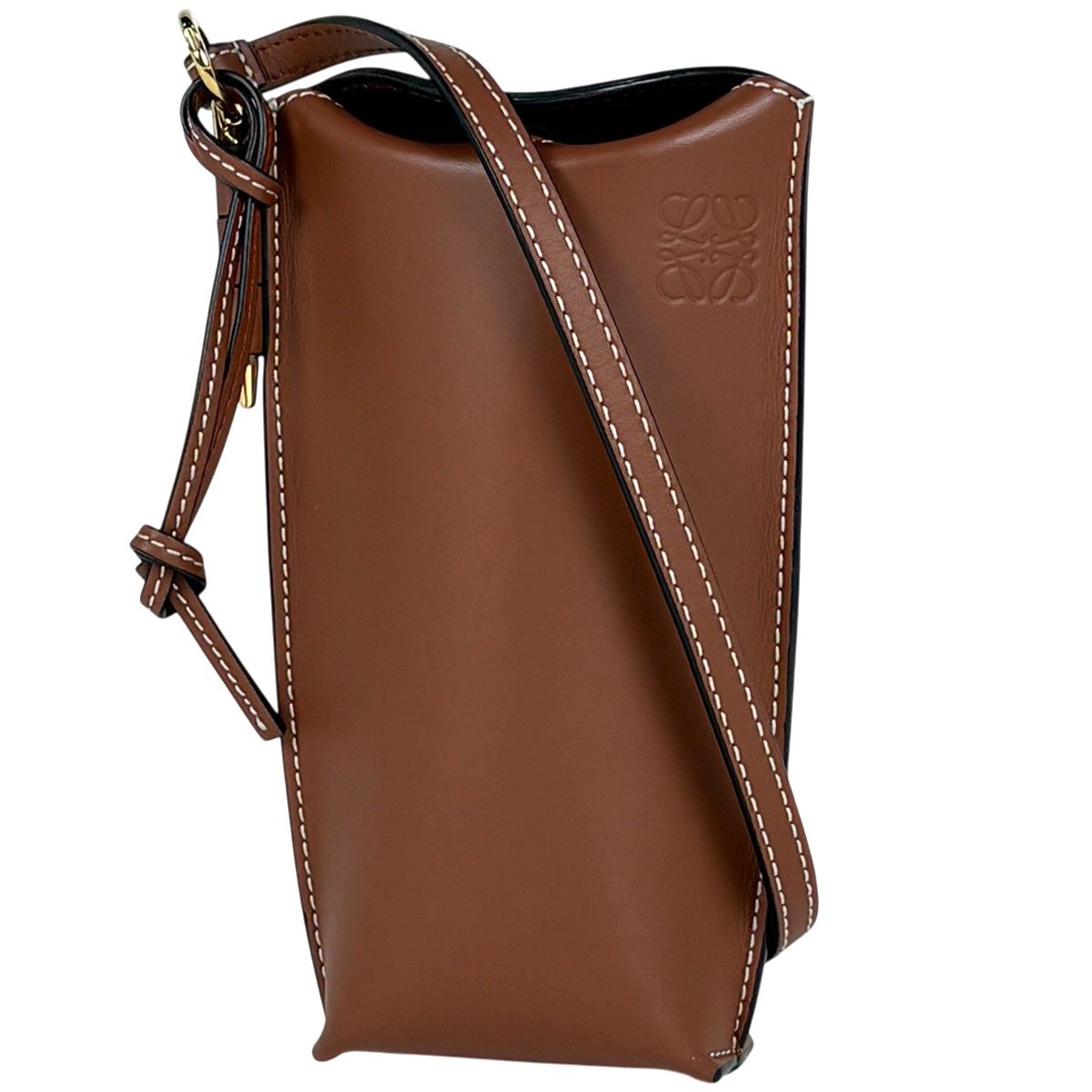 Loewe Gate Pocket Shoulder Bag Anagram Crossbody Leather Brown
