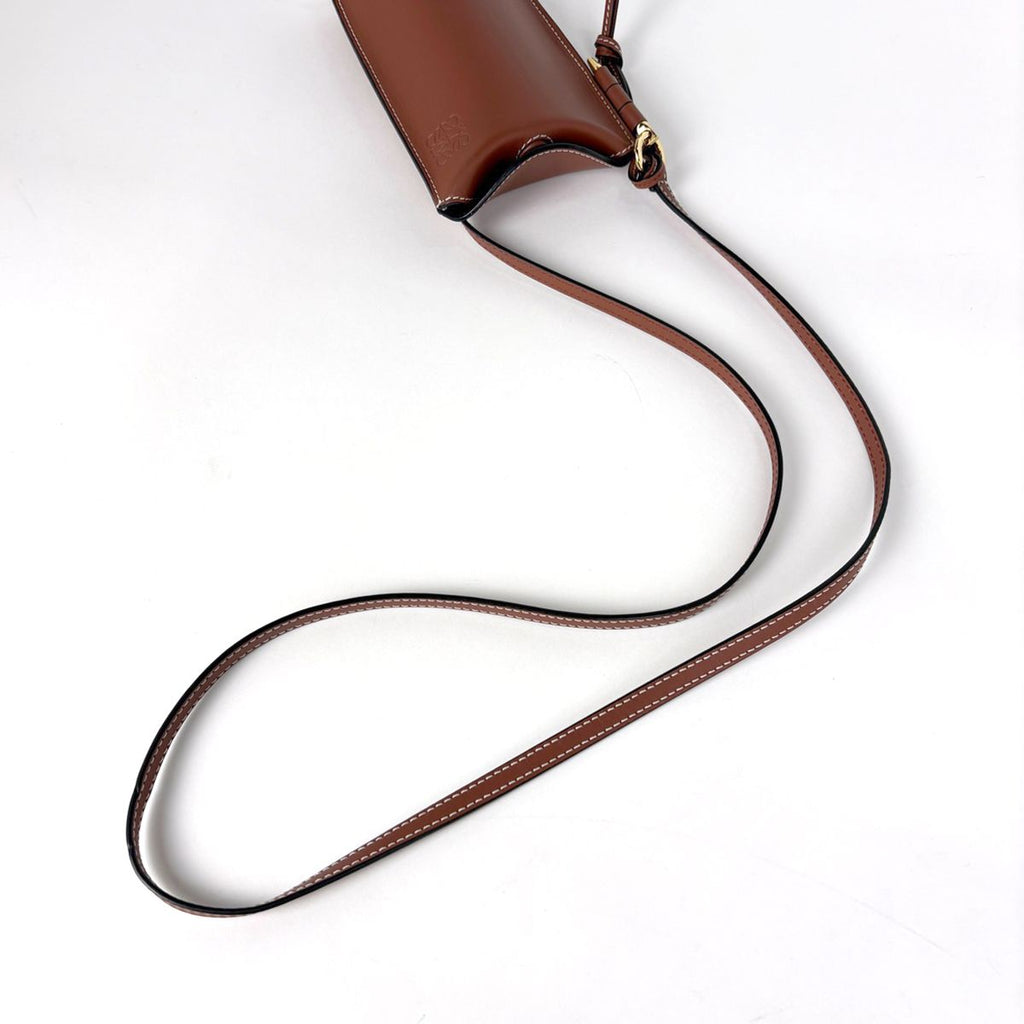 Loewe Gate Pocket Shoulder Bag Anagram Crossbody Leather Brown — view 6