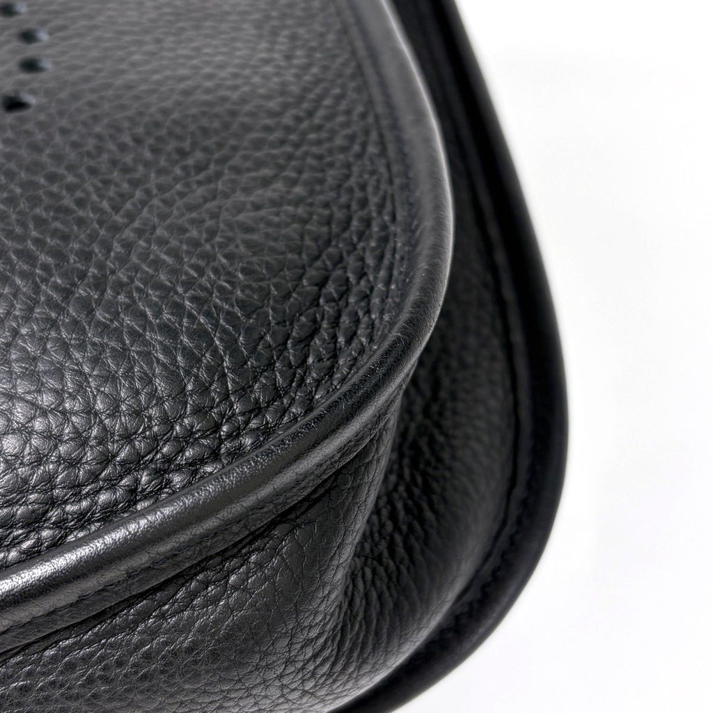 Hermes Evelyne 1 PM Perforated Logo Shoulder Bag Taurillon Clemence Black — view 3