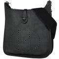 Hermes Evelyne 1 PM Perforated Logo Shoulder Bag Taurillon Clemence Black