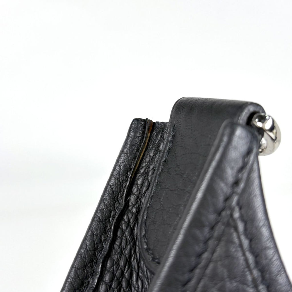 Hermes Evelyne 1 PM Perforated Logo Shoulder Bag Taurillon Clemence Black — view 5