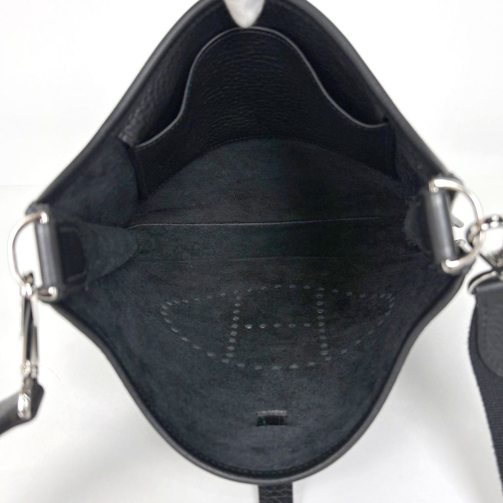 Hermes Evelyne 1 PM Perforated Logo Shoulder Bag Taurillon Clemence Black — view 7