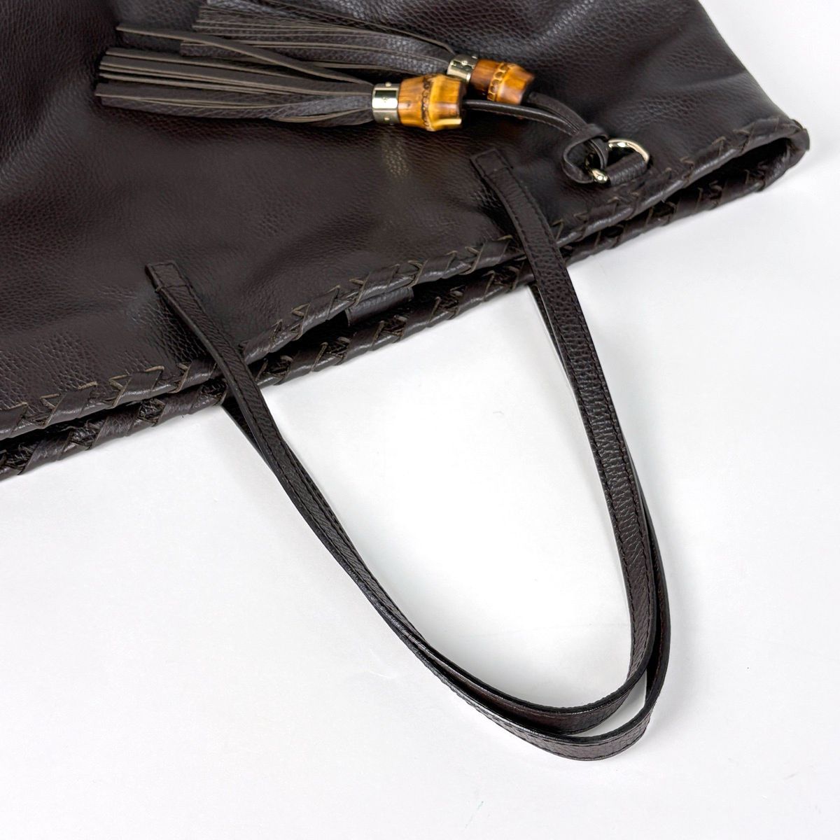 Gucci Bamb Tote Tassel Fringe Leather Brown — view 6