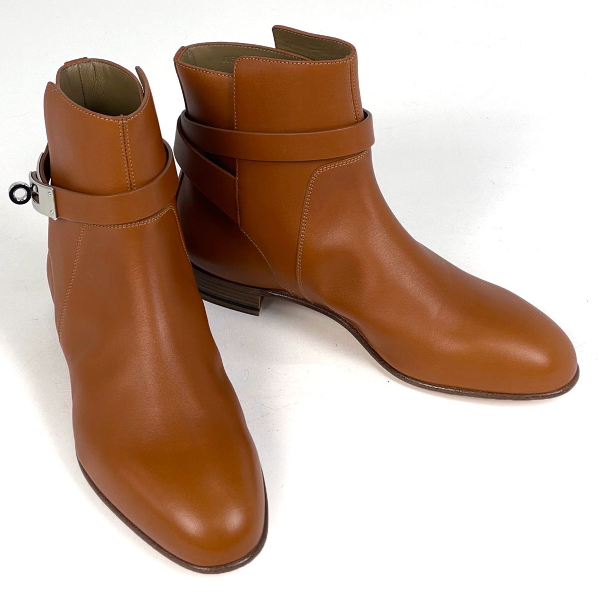Hermes Neo Short Boots Kelly Shoes Leather Natural — view 7