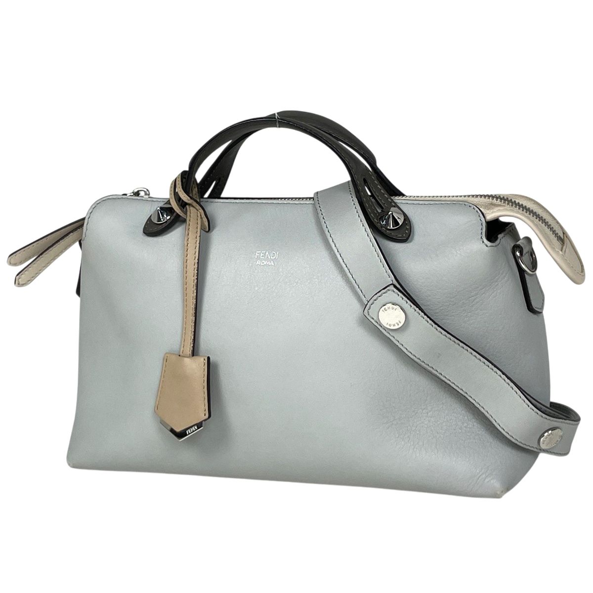 Fendi by the Way 2-Way Shoulder Bag Leather Gray