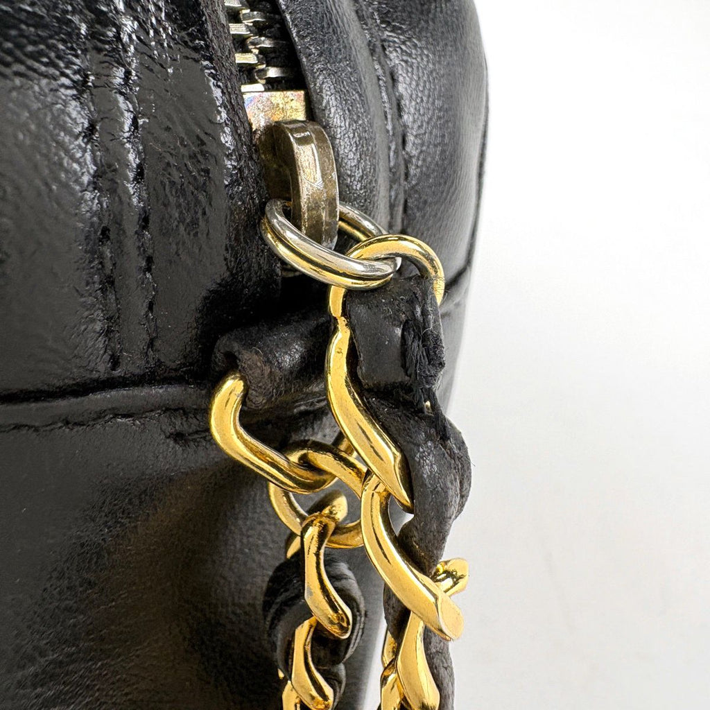 Chanel CC Logo Fringe Chain Shoulder Bag Tassel Leather Black — view 7