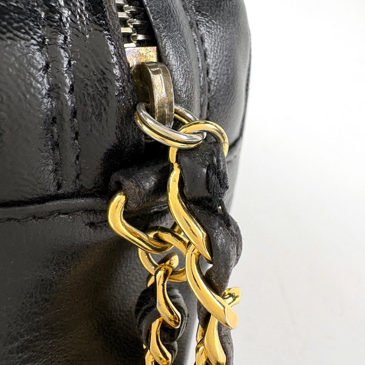 Chanel CC Logo Fringe Chain Shoulder Bag Tassel Leather Black — view 7