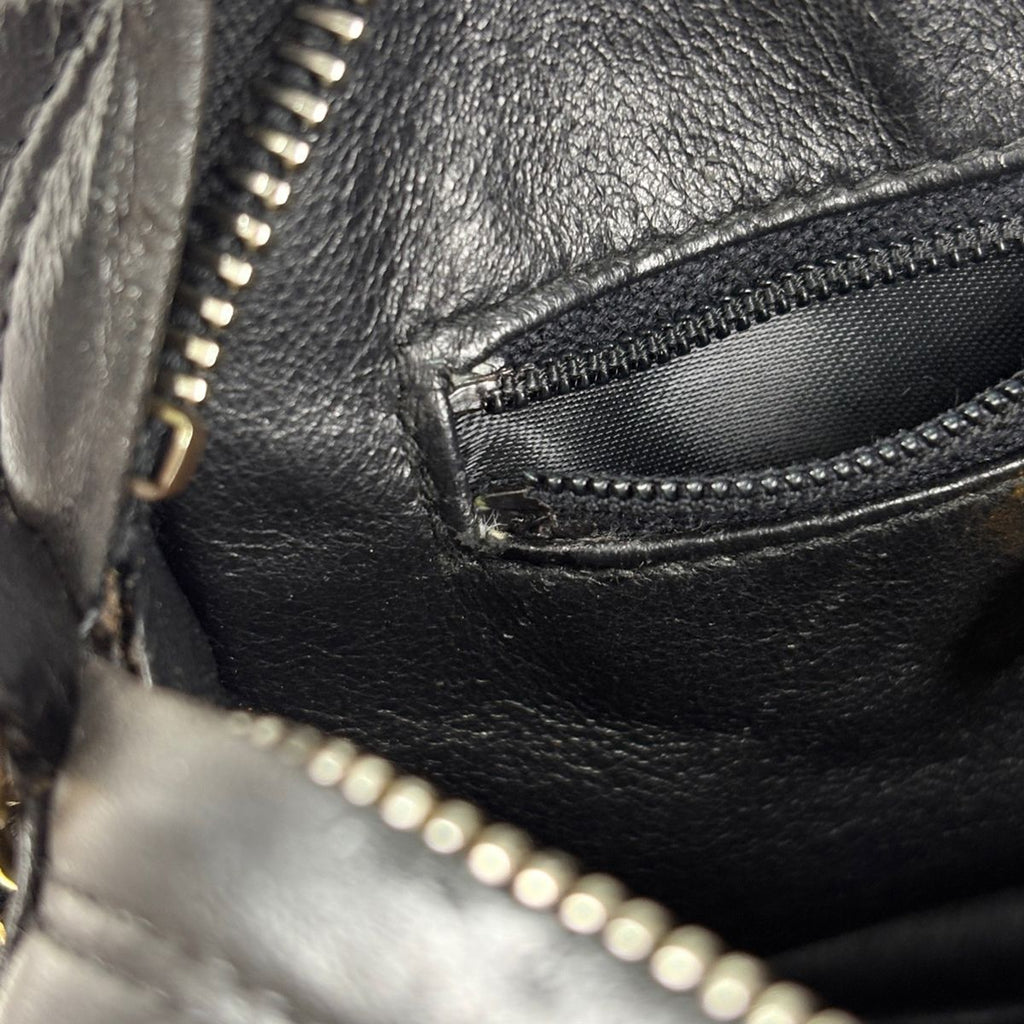 Chanel CC Logo Fringe Chain Shoulder Bag Tassel Leather Black — view 9