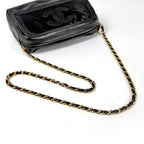 Chanel CC Logo Fringe Chain Shoulder Bag Tassel Leather Black — view 8