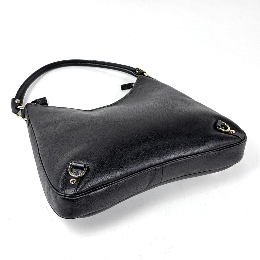 Gucci Logo Shoulder Bag Abbey Leather Black — view 2