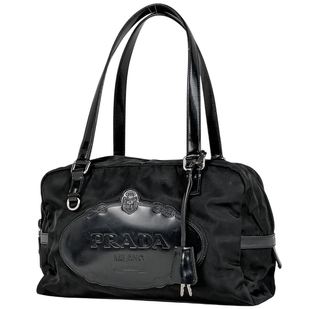 Prada Logo Handbag Nylon Nero