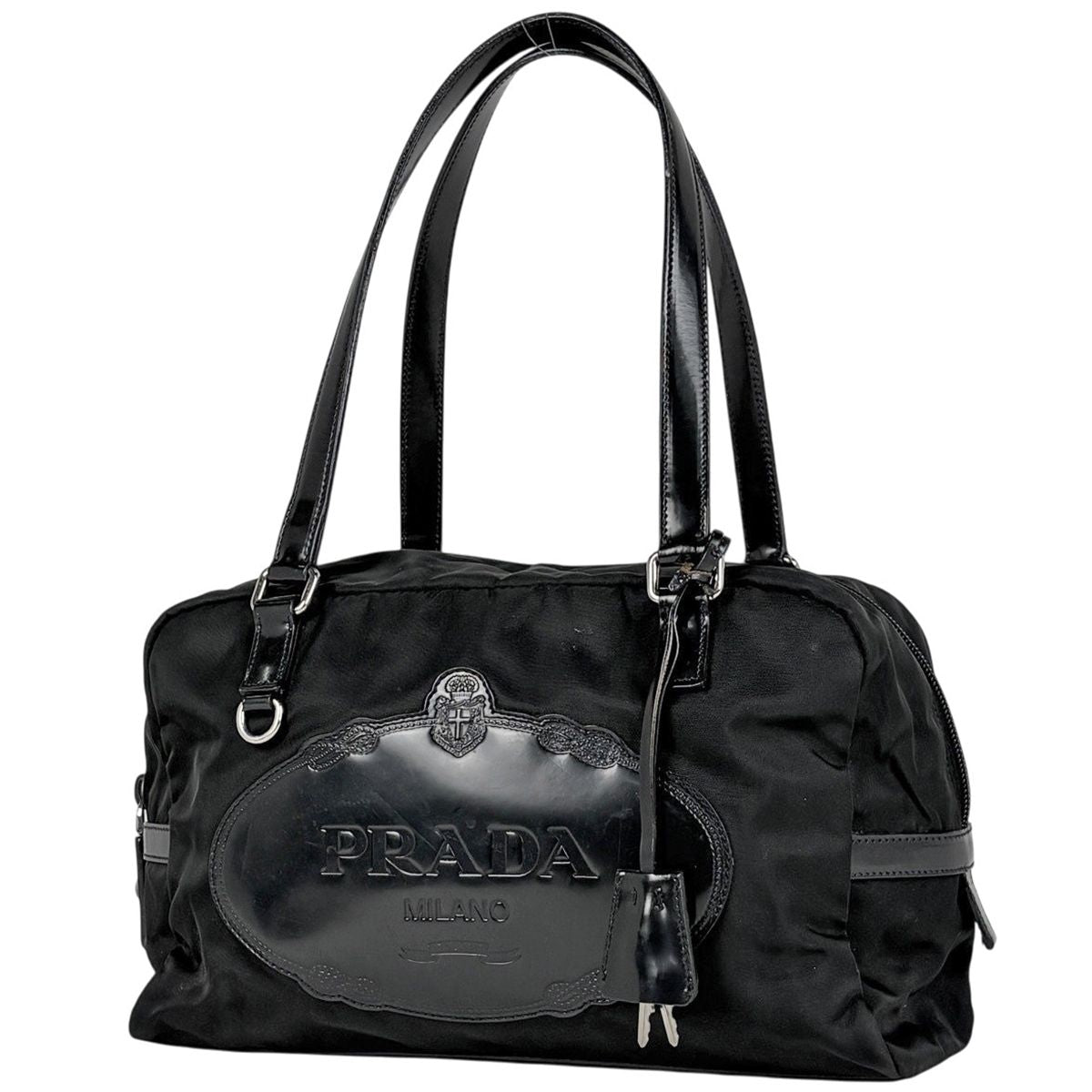 Prada Logo Handbag Nylon Nero