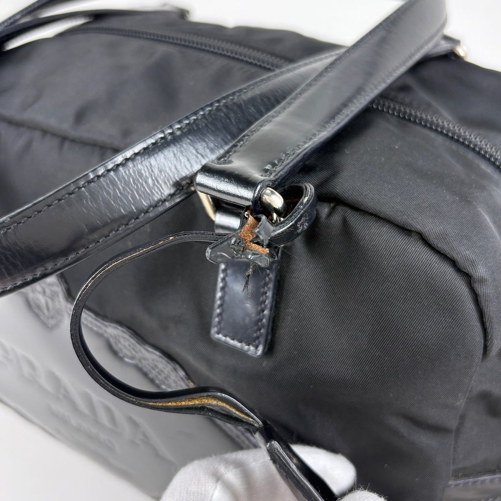 Prada Logo Handbag Nylon Nero — view 6