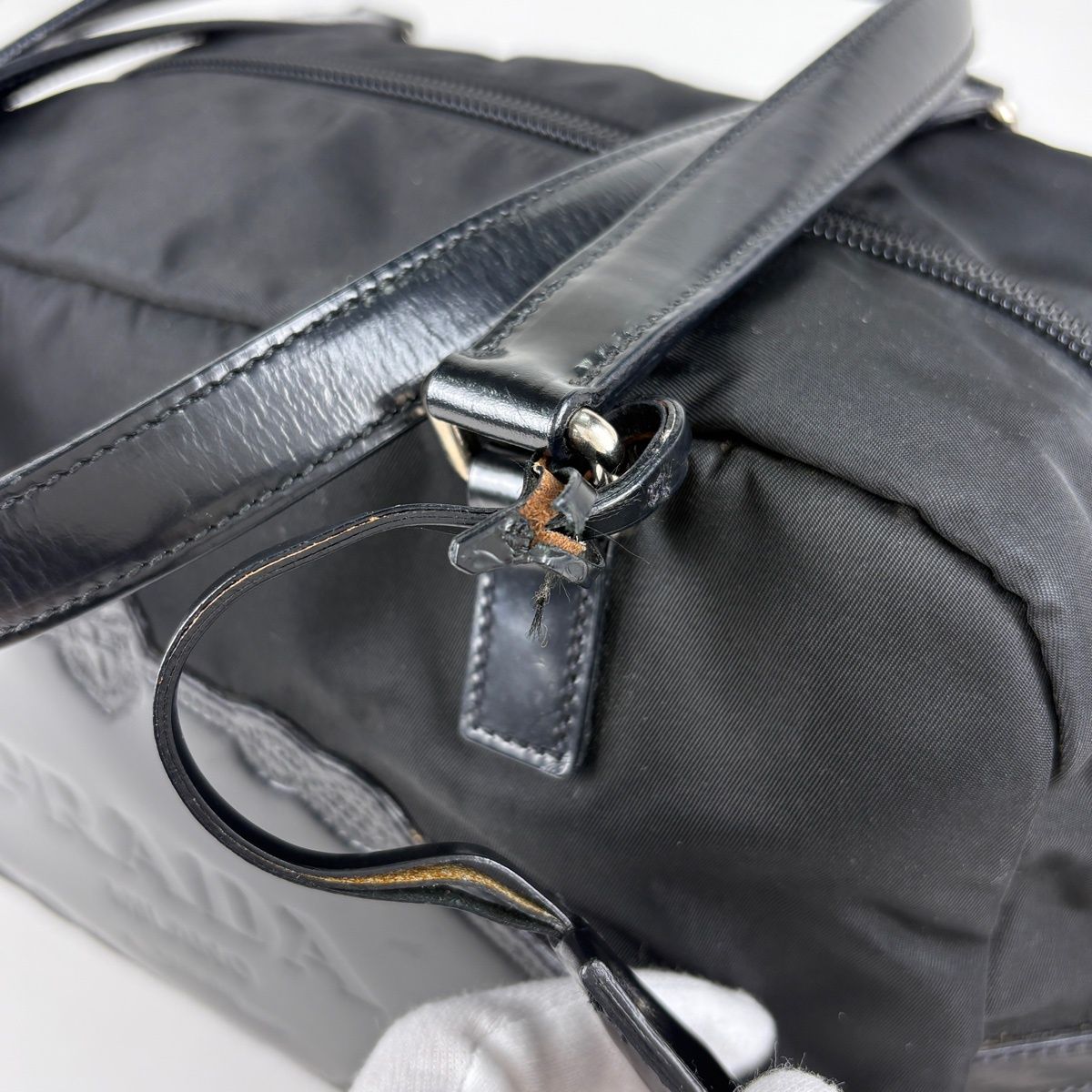 Prada Logo Handbag Nylon Nero — view 6