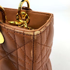 Dior 2-Way Cannage Handbag Leather Brown — view 4