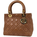 Dior 2-Way Cannage Handbag Leather Brown