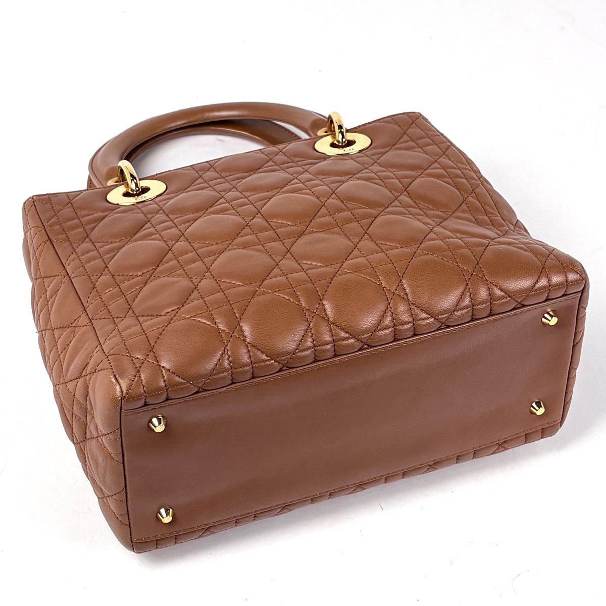 Dior 2-Way Cannage Handbag Leather Brown — view 2