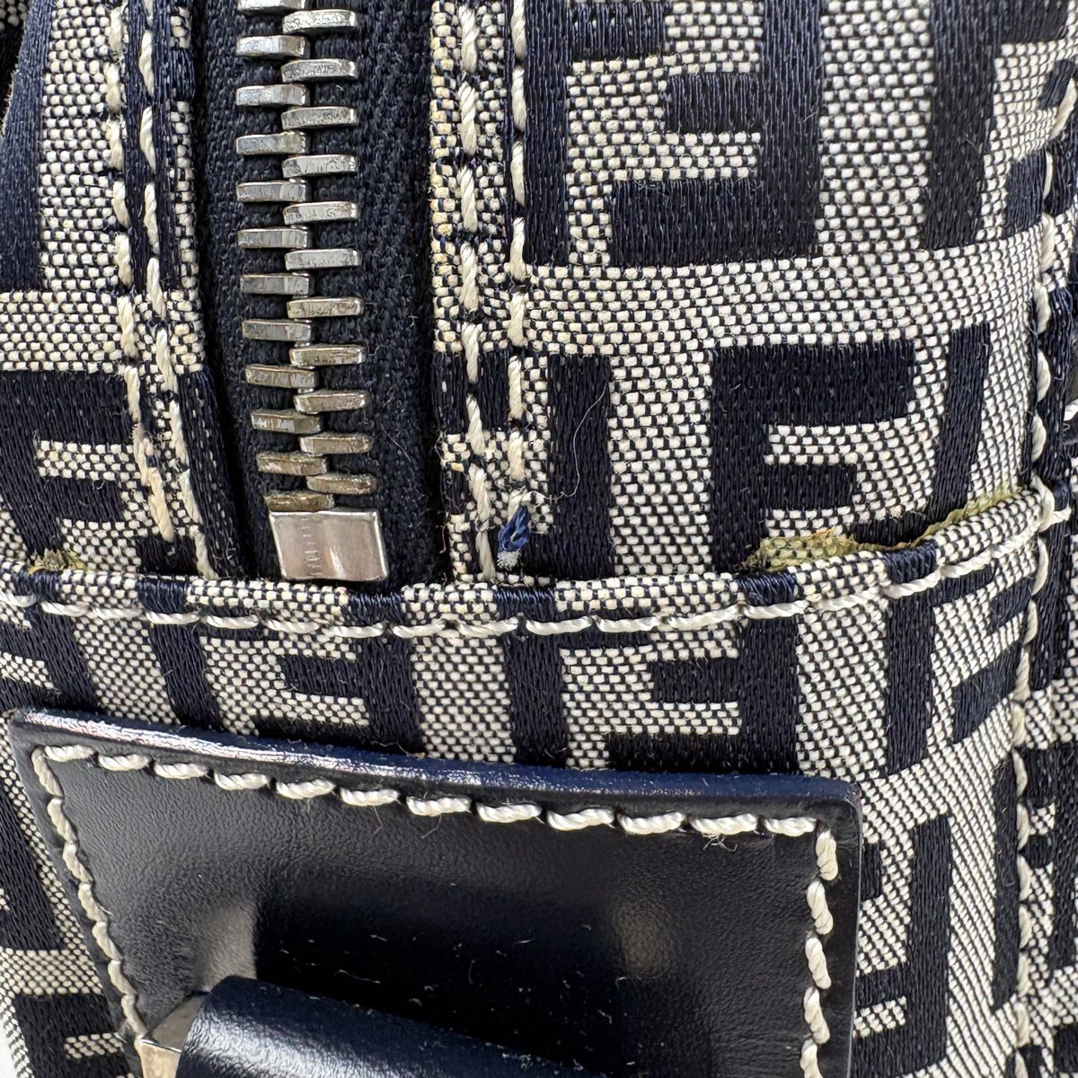 Fendi Zucchino Pattern Shoulder Bag Canvas Navy — view 6
