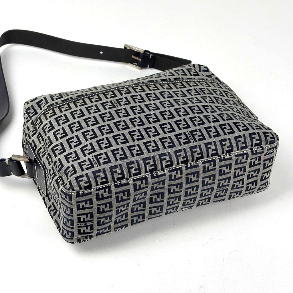 Fendi Zucchino Pattern Shoulder Bag Canvas Navy — view 2