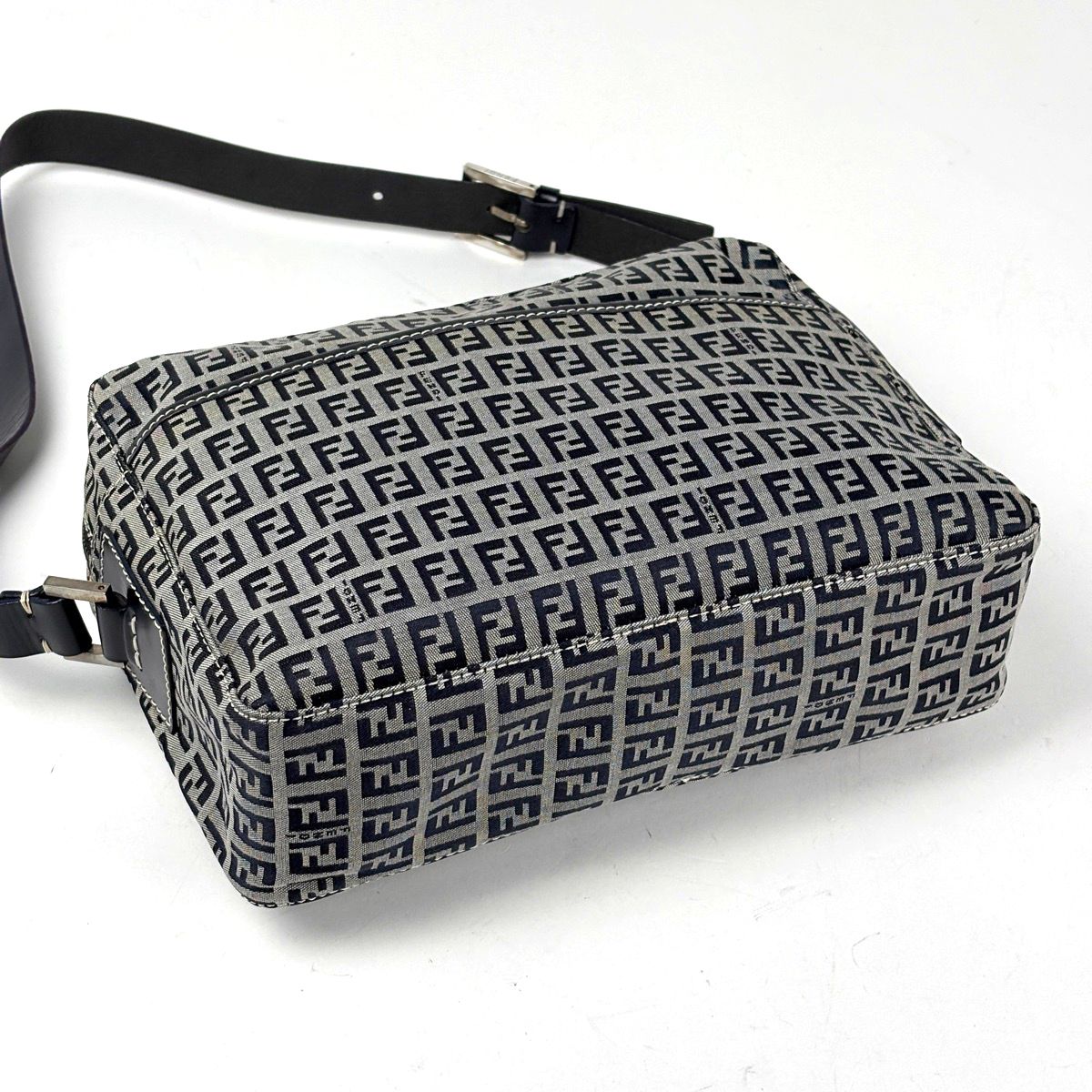Fendi Zucchino Pattern Shoulder Bag Canvas Navy — view 2