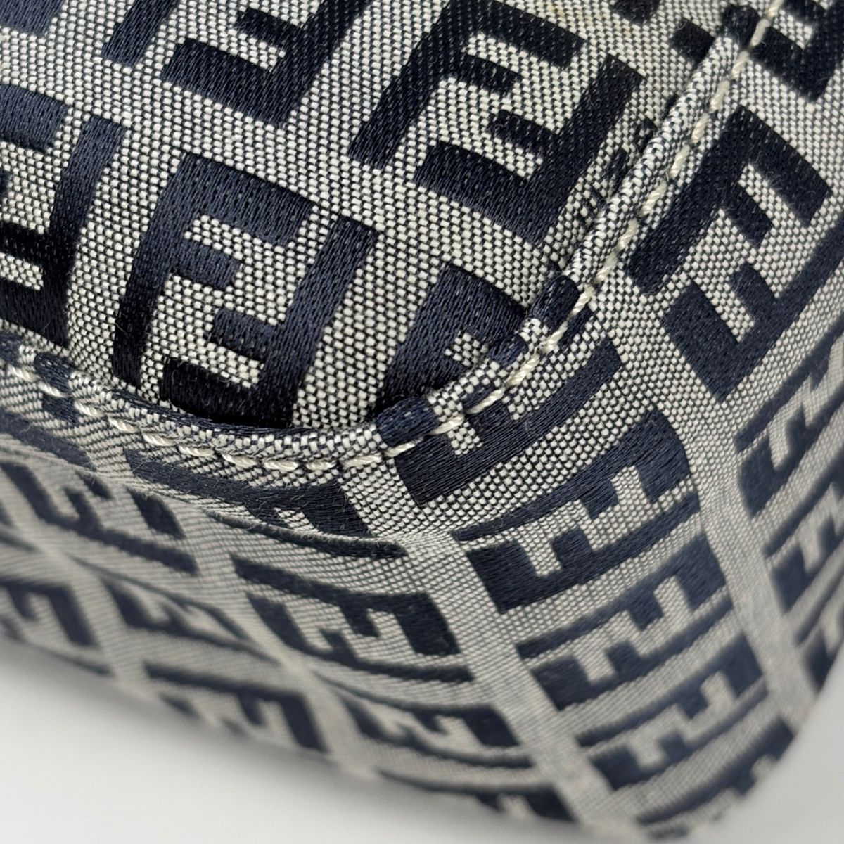 Fendi Zucchino Pattern Shoulder Bag Canvas Navy — view 3