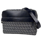 Fendi Zucchino Pattern Shoulder Bag Canvas Navy