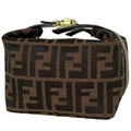 Fendi Zucca Pattern Handbag Vanity Bag Canvas Brown