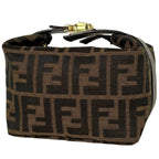 Fendi Zucca Pattern Handbag Vanity Bag Canvas Brown