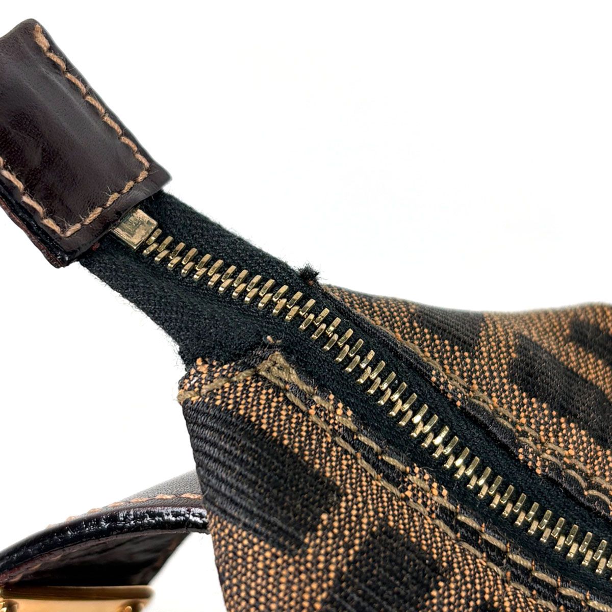 Fendi Zucca Pattern Handbag Vanity Bag Canvas Brown — view 5