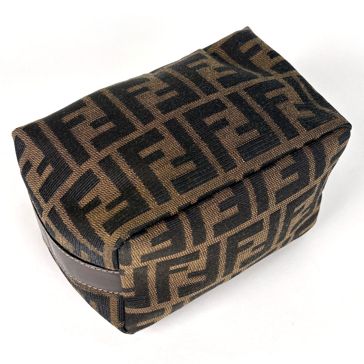 Fendi Zucca Pattern Handbag Vanity Bag Canvas Brown — view 2