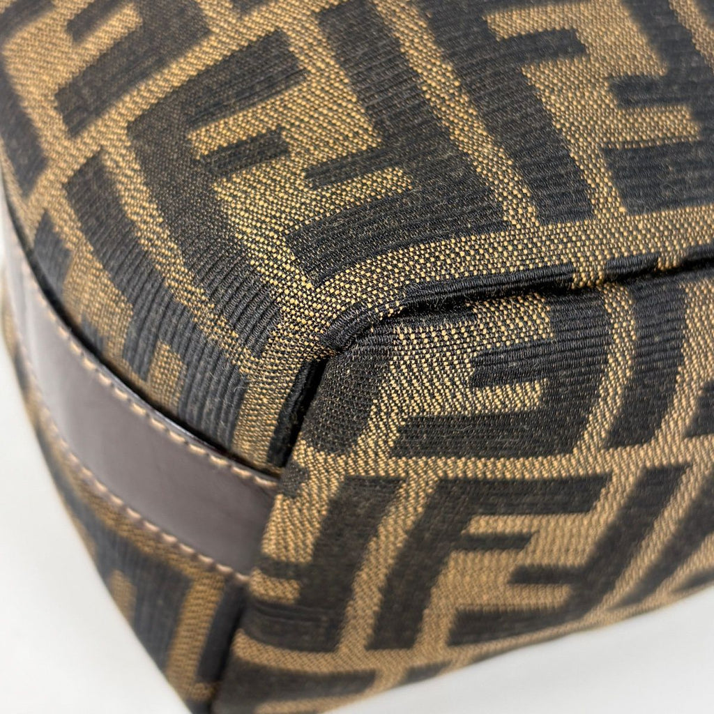Fendi Zucca Pattern Handbag Vanity Bag Canvas Brown — view 3