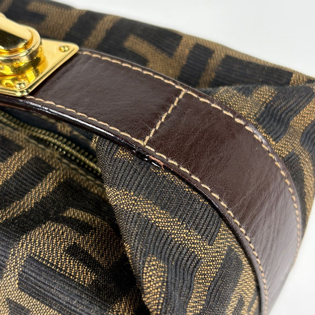 Fendi Zucca Pattern Handbag Vanity Bag Canvas Brown — view 4