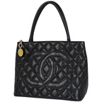 Chanel Reissue Tote Handbag CC Logo Caviar Leather Black