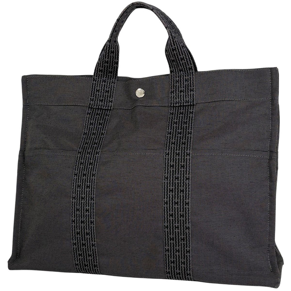 Hermes Her Line Tote MM Handbag Nylon Canvas Gray