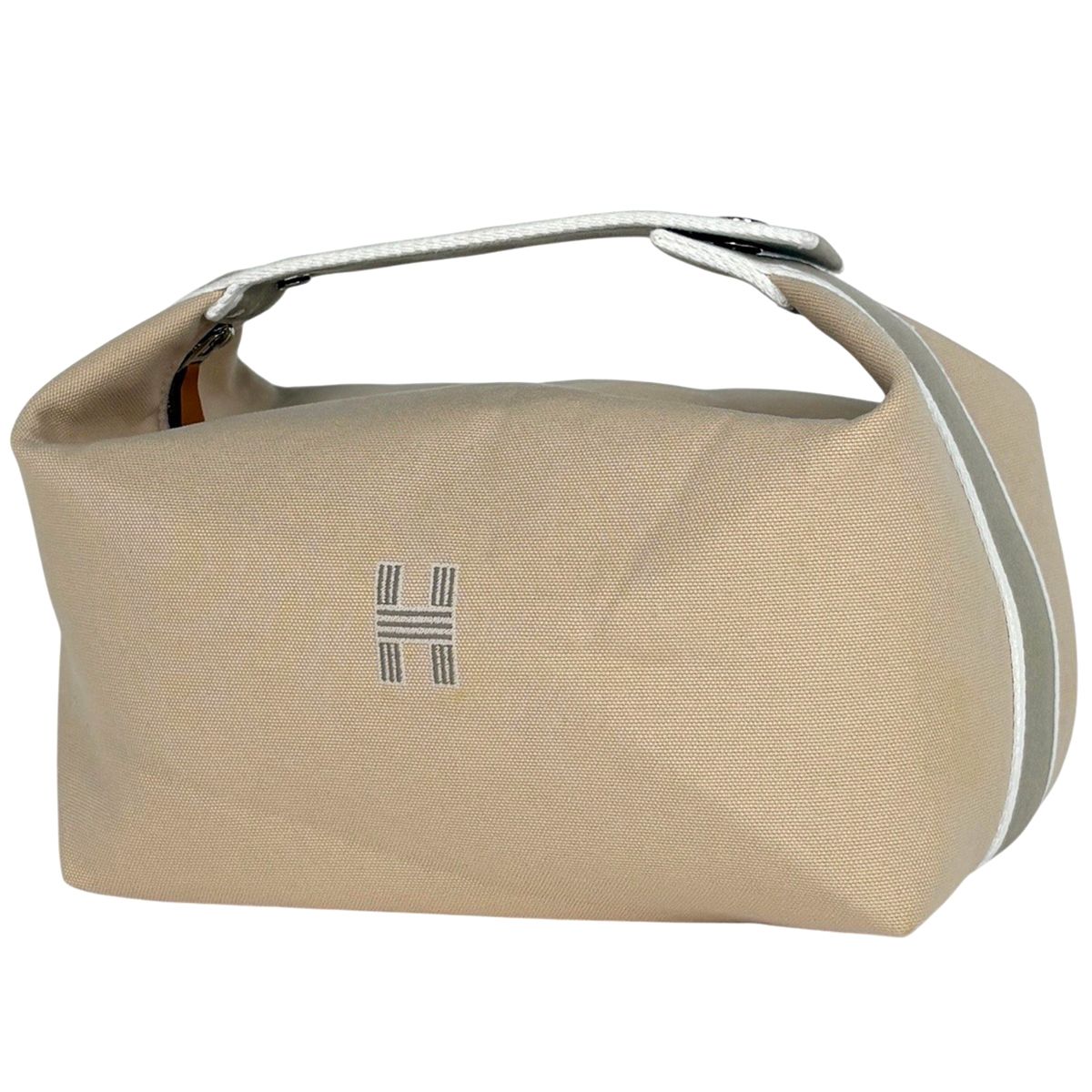 Hermes Bride-a-Brac GM Pouch Logo Handbag Cotton Beige