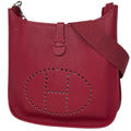 Hermes Evelyne 1 GM Perforated Logo Shoulder Bag Taurillon Clemence Rouge