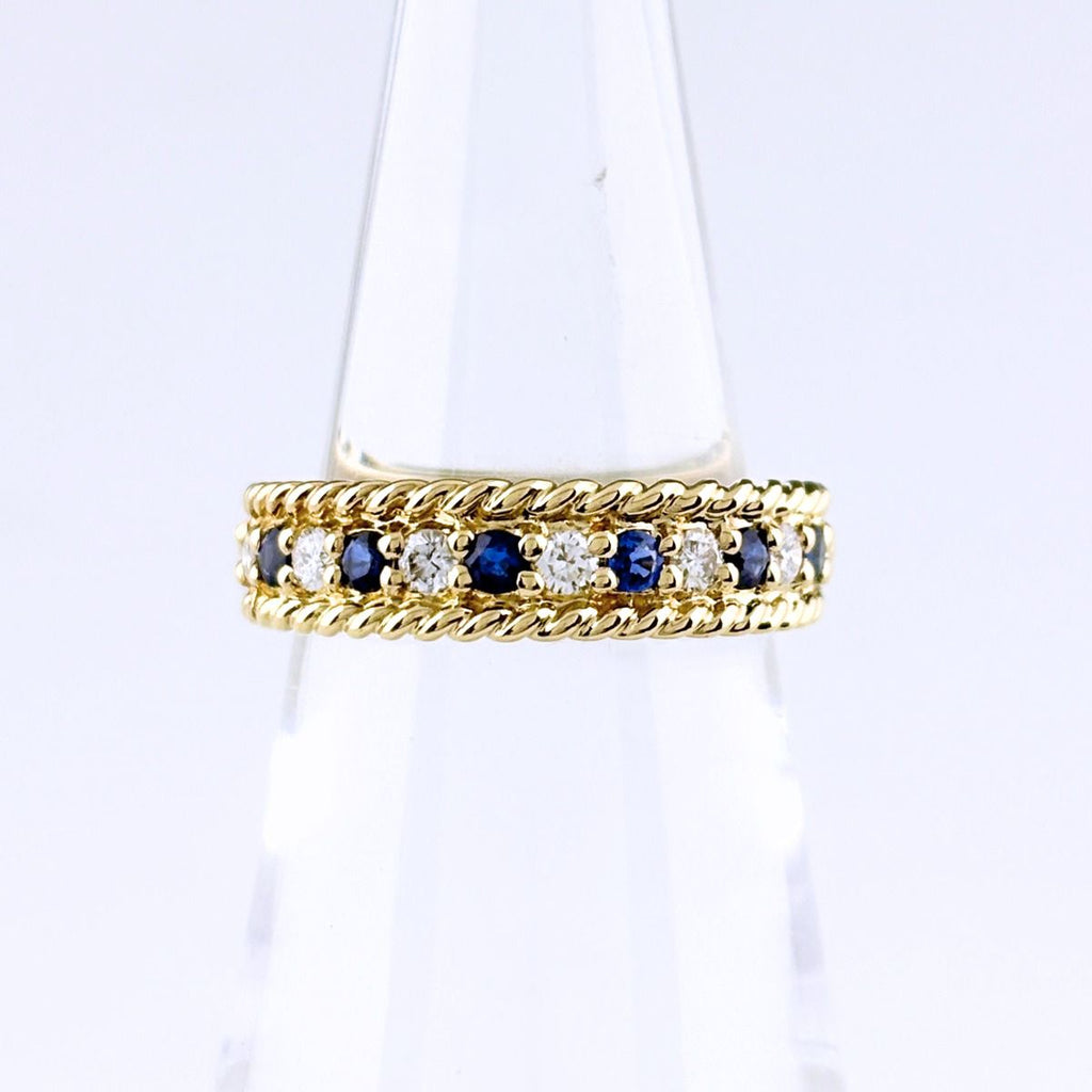Dior Saffiano Ring YG Yellow Gold Pave Diamond