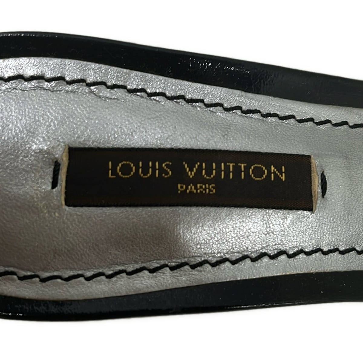 Louis Vuitton Sandals 36 Black Ribbon Monogram Outsole Replacement Leather — view 5