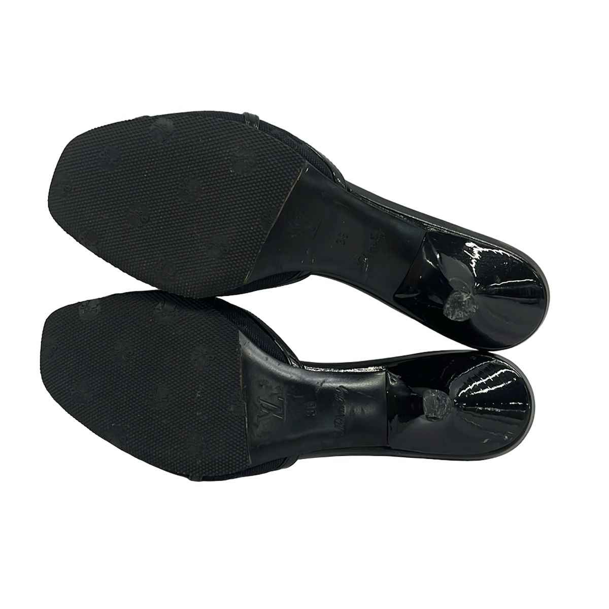 Louis Vuitton Sandals 36 Black Ribbon Monogram Outsole Replacement Leather — view 4