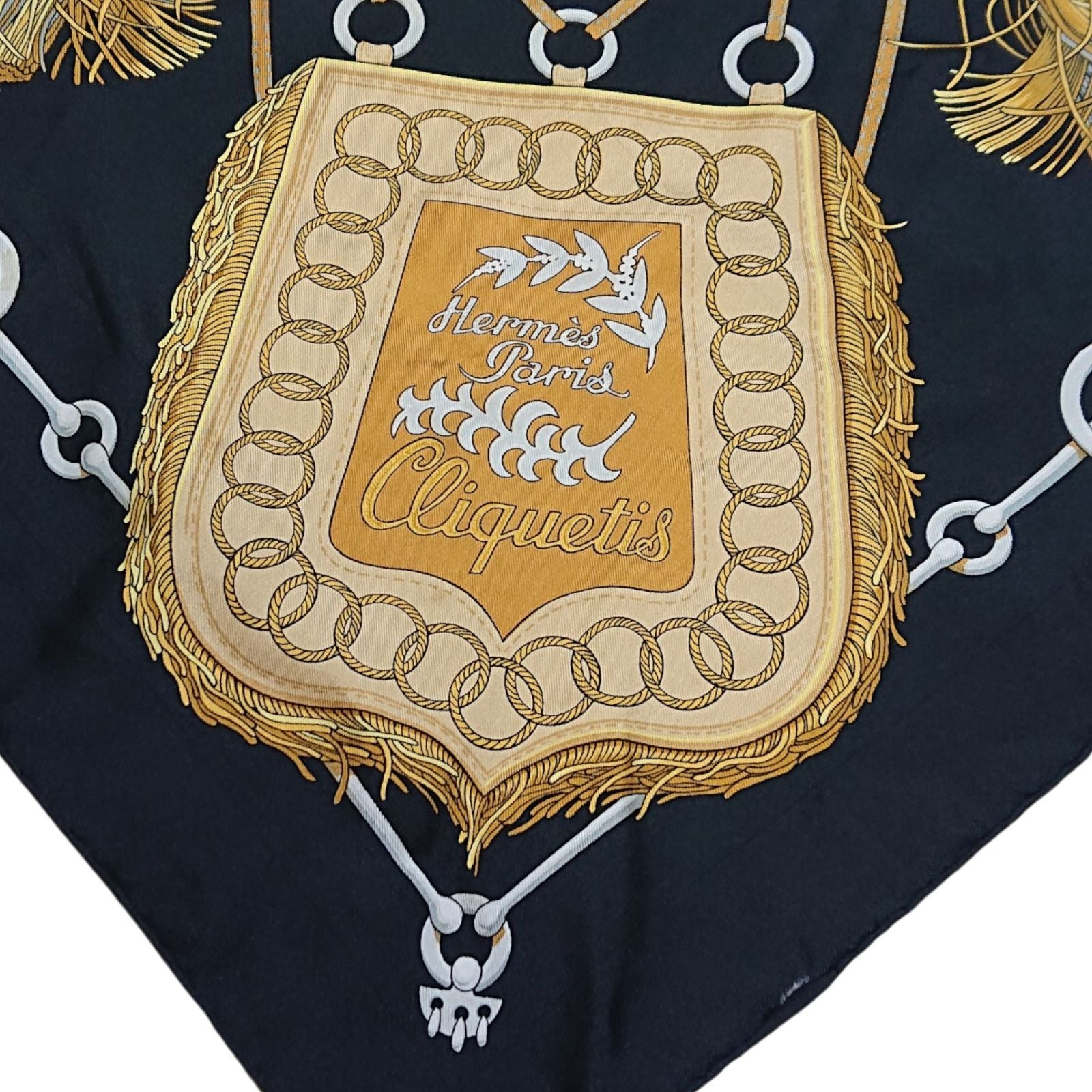 Hermes Carre 90 Cliquetis Silk Scarf Black — view 3